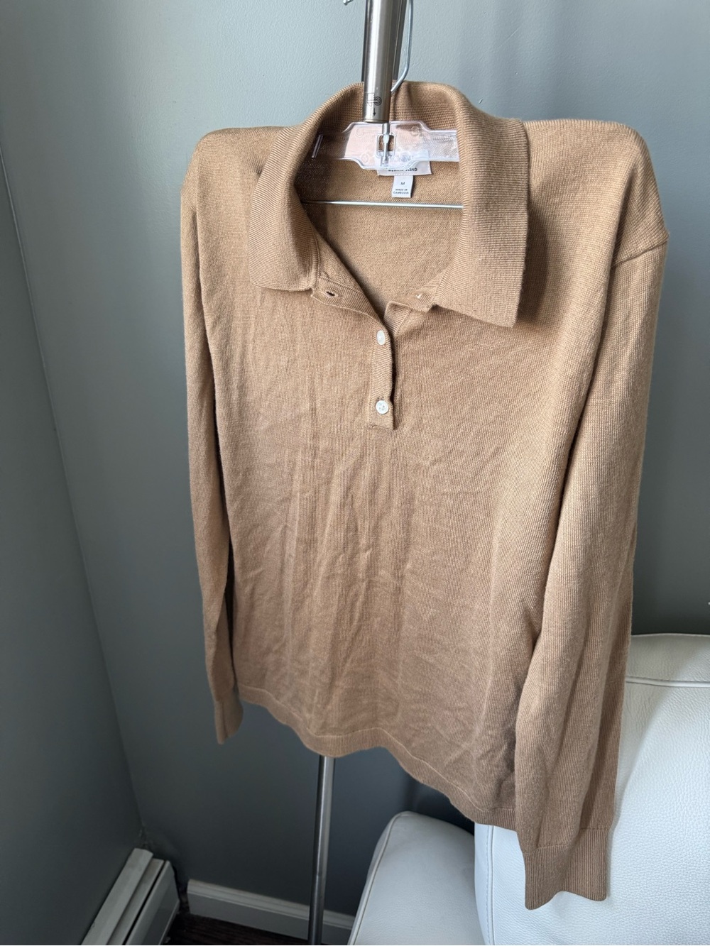 J. Crew Camel Long-Sleeve Polo Sweater